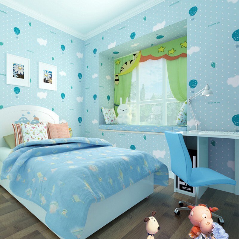 Colomac 3D   ȭ    Ž  ϻ ħ   /Colomac 3D non-woven green cartoon children room wallpaper roll living room strawberry parach